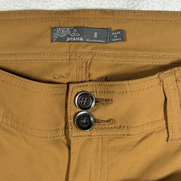 Prana Halle Hiking Pants Womens 8 Regular Brown Ochre Stretch Zion Roll Up Leg - Picture 2 of 9